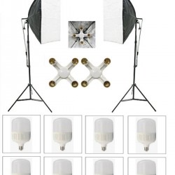 4 Duylu Softbox (2 Adet) + 2 M Işık Ayağı +8 Adet 20 Wat Led Lamba (toplam 14 400 Lümen)