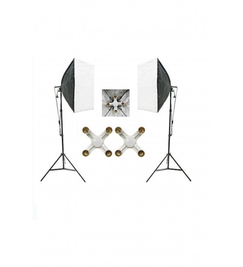 4 Duylu Softbox + 200 Cm Işık Ayağı Lambasız (2 Adet)