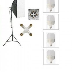 4 Duylu Softbox ,2m Işık Ayağı , 4x20 Wat Led Lamba (7200 Lümen), sabit ışık,sürekli ışık