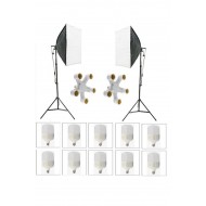 5 Duylu Softbox (2 Adet) + 2 M Işık Ayağı +10 Adet 20 Wat Led Lamba (toplam 18 000 Lümen)