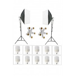 5 Duylu Softbox (2 Adet) + 2 M Işık Ayağı +10 Adet 20 Wat Led Lamba (toplam 18 000 Lümen)