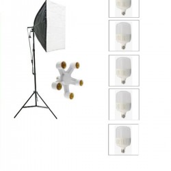 5 Duylu Softbox ,2m Işık Ayağı , 5x20 Wat Led Lamba (9000 Lümen)