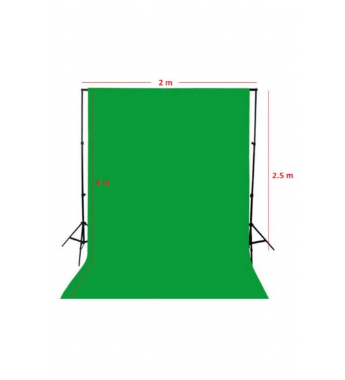 Chromakey Green Screen Greenbox Yeşil Fon Perde(2 X4m)+fon Standı