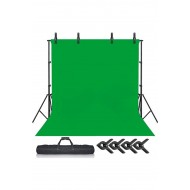 Chromakey Green Screen Greenbox Yeşil Fon Perde(2 X4m)+fon Standı
