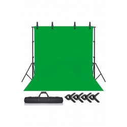 Chromakey Green Screen Greenbox Yeşil Fon Perde(2 X4m)+fon Standı