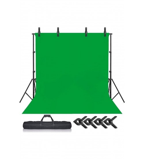 Chromakey Green Screen Greenbox Yeşil Fon Perde(2 X4m)+fon Standı