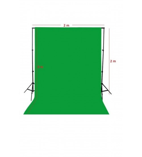 Chromakey-green Screen- Greenbox Yeşil Fon Perde(2x3 M) + Fon Standı