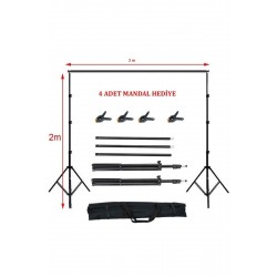 Fon Standı Taşınabilir 2x3 Metre+4 Mandal