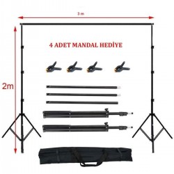 Fon Standı Taşınabilir 2x3 Metre+4 Mandal