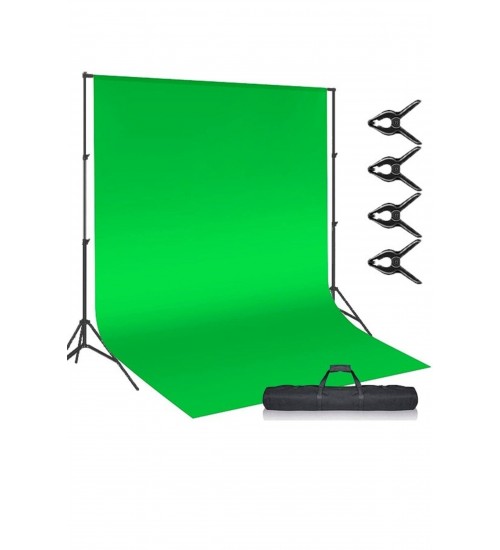 Green Screen Greenbox Yeşil Fon Perde 2x3m  Fon Standı 4 Mandal