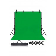Green Screen Greenbox Yeşil Fon Perde 2x3m  Fon Standı 4 Mandal