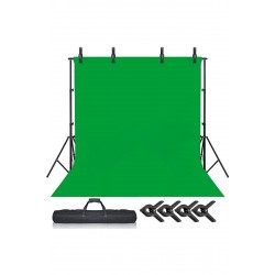 Green Screen Greenbox Yeşil Fon Perde 2x3m  Fon Standı 4 Mandal