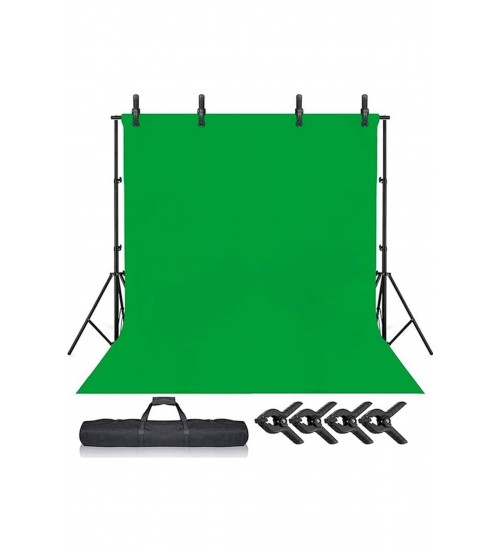 Green Screen Greenbox Yeşil Fon Perde 2x3m  Fon Standı 4 Mandal