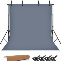 Grey Screen Gri Fon Perde (2x3m) Foto,vesikalık Resim Ve Ürün Çekimi + Fon Standı+ 4 Fon Mandalı