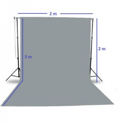 Gri Fon Perde Sistemi (2x3m) Ayaklı Makara Zincirli