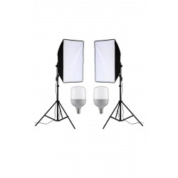 Ikili Softbox Seti ( 50x70 Cm) Lambalı Toplam 9000 Lümen