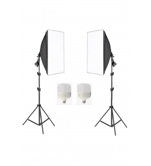 Ikili Softbox Seti  50x70cm Lambalı Toplam 9000 Lümen