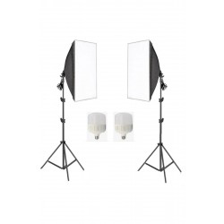 Ikili Softbox Seti  50x70cm Lambalı Toplam 9000 Lümen