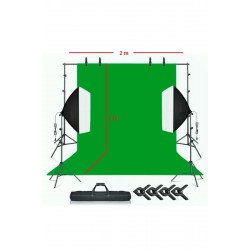 Chromakey Green Screen Greenbox Yeşil Fon Perde Çekim Seti (2x3m)