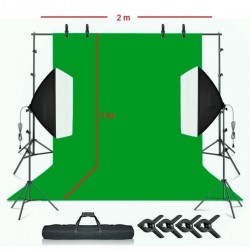 Chromakey Green Screen Greenbox Yeşil Fon Perde Çekim Seti (2x3m)