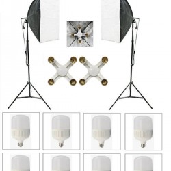 4 Duylu Softbox (2 Adet) + 2 M Işık Ayağı +8 Adet 20 Wat Led Lamba (toplam 14 400 Lümen)