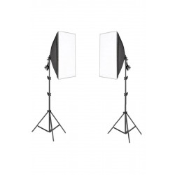 4 Duylu Softbox (2 Adet) + 2 M Işık Ayağı +8 Adet 20 Wat Led Lamba (toplam 14 400 Lümen)
