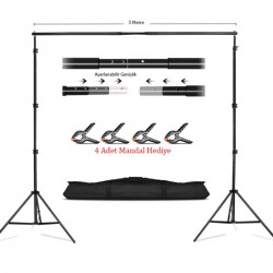 Taşınabilir 2,5x3 Metre Fon Standı