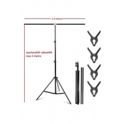 T-şeklinde arka plan destek seti, 1.5x2 m stüdyo, fotoğraf, video için taşınabilir fon standı