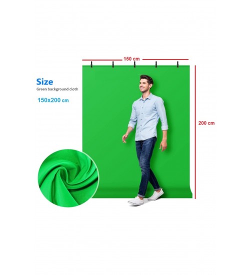Yeşil Ekran Arka Plan Standı ,oyun,Fotoğraf , Stream, Chroma Key 1.5 x2M GreenScreen Backdrop Kiti