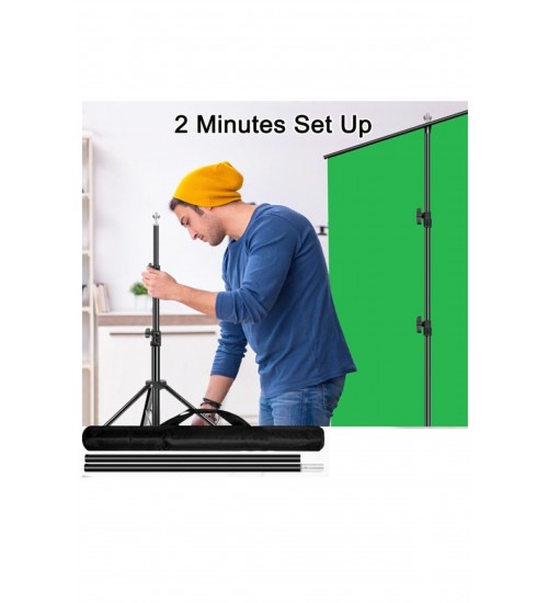 Yeşil Ekran Arka Plan Standı ,oyun,Fotoğraf , Stream, Chroma Key 1.5 x2M GreenScreen Backdrop Kiti
