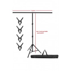 2x2 m T Stand Bar Fon Perde Pvc Tutucu Background Backdrop Çekim Standı T-shape
