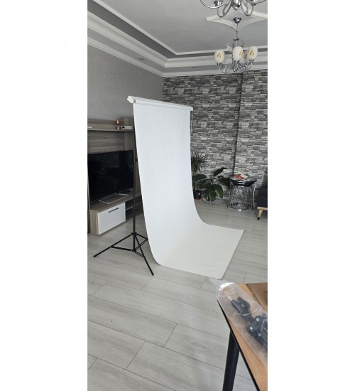 Beyaz Fon Perde  200x250cm AYAKLI MAKARA ZİNCİRLİ ürün çekimi,vesikalık,white screen