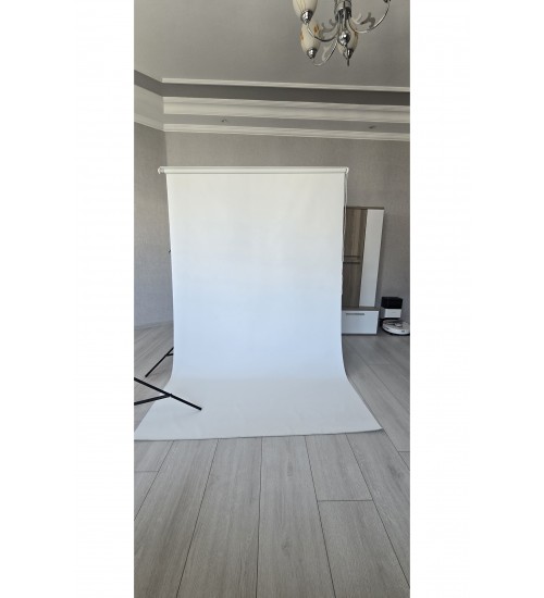 Beyaz Fon Perde  150x250 cm AYAKLI MAKARA ZİNCİRLİ ürün çekimi,vesikalık,white screen