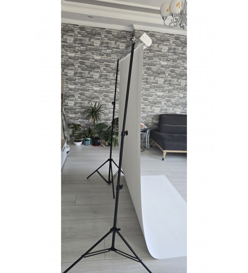 Beyaz Fon Perde  200x250cm AYAKLI MAKARA ZİNCİRLİ ürün çekimi,vesikalık,white screen