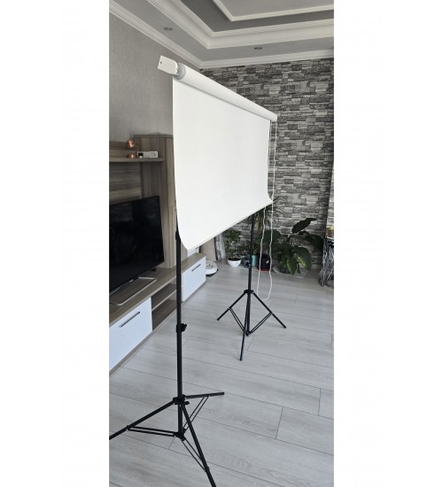 Beyaz Fon Perde  200x250cm AYAKLI MAKARA ZİNCİRLİ ürün çekimi,vesikalık,white screen