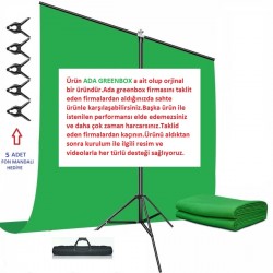 Green Screen Greenbox Yeşil Fon Perde (1.5x2 M) + Tek Ayaklı Fon Standı + 5 Mandal
