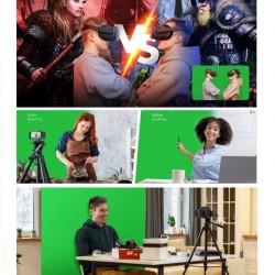 Green Screen Greenbox Yeşil Fon Perde (1.5x2 Metre) + Tek Ayaklı Fon Standı + 3 Mandal