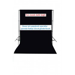 Black Screen-siyah Fon Perde (2x3m)- % 100 Pamuk- Duvara Asmak Için Yapışkanlı Aparatlar Hediye