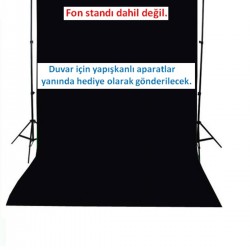 Black Screen-siyah Fon Perde (2x3m)- % 100 Pamuk- Duvara Asmak Için Yapışkanlı Aparatlar Hediye