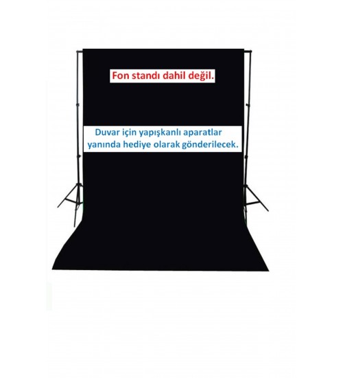 Black Screen-siyah Fon Perde (2x3m)- % 100 Pamuk- Duvara Asmak Için Yapışkanlı Aparatlar Hediye