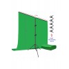 Green Screen Greenbox Yeşil Fon Perde (1.5x2 Metre) + Tek Ayaklı Fon Standı + 3 Mandal