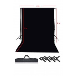 Black Screen Siyah Fon Perde 2x3m  Fon Standı 2x3m Stand