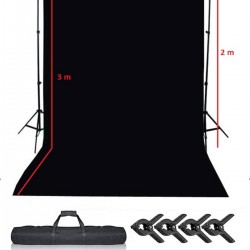 Black Screen Siyah Fon Perde 2x3m  Fon Standı 2x3m Stand