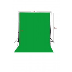 Chromakey-green Screen- Greenbox Yeşil Fon Perde (2X3 M) Fon Standı 4 FON MANDALI YÜZDE YÜZ PAMUK