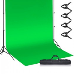 Chromakey-green Screen- Greenbox Yeşil Fon Perde (2X3 M) Fon Standı 4 FON MANDALI YÜZDE YÜZ PAMUK