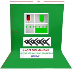 2x3 metre chromakey green screen greenbox yeşil fon Perde ,oyun,Fotoğraf , Stream 4 mandallı