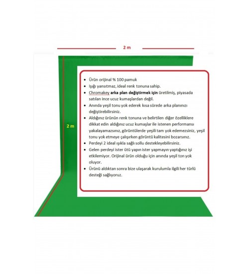 2x2 metre chromakey green screen greenbox yeşil fon Perde ,oyun,Fotoğraf , Stream 4 mandallı