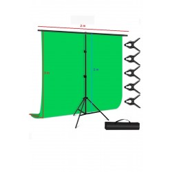 2x3m chromakey, green screen ,greenbox yeşil fon Kiti T Braket Standı + 5 adet Klipsler