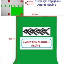 150x100 cm chromakey green screen greenbox yeşil fon Perde ,oyun,Fotoğraf , Stream 4 mandallı