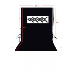 150x200 cm black screen siyah fon perde ve taşınabilir 2 ayaklı fon standı + 4 ADET FON MANDALI